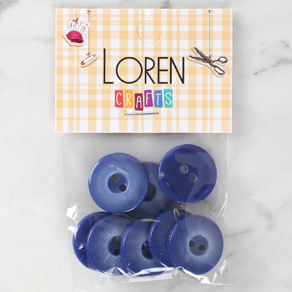 Loren Crafts 8'li Düğme Mavi - 1117